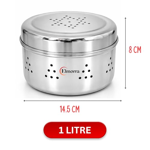 Image of Stainless Steel Sprout Maker Box 1000ML | Sprout Maker Big Size | Sprout Maker Box Stainless Steel Hole Dabba For Sprout | Steel Sprout Maker