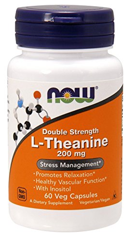 Now Foods, L-Theanine 200 Mg, Veg-Capsules, 60-Count (Pack of 2)