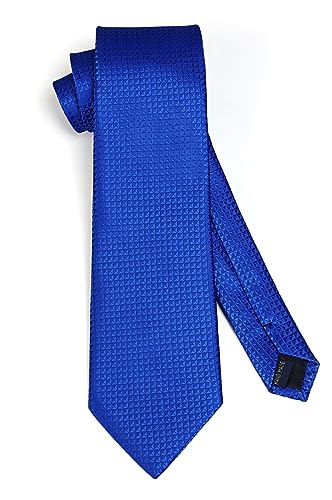 Image of HISDERN Ties for Men Solid Houndstooth Neckties Handkerchief Formal Business Tie & Pocket Square Set Wedding Party