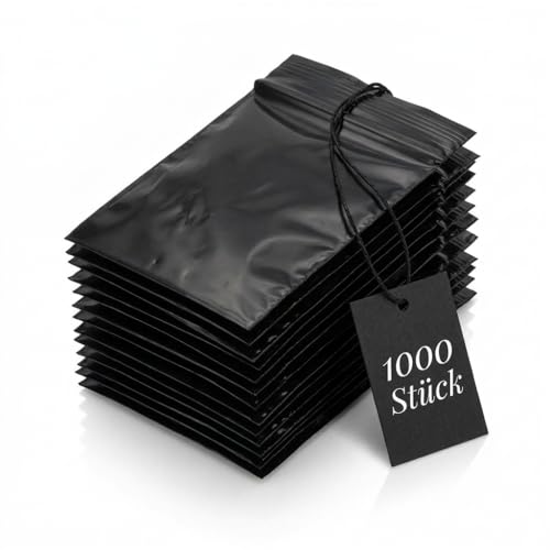 Sunmondo Baggies 60x80mm - Extra stabile Tütchen mit Druckverschluss Komplett schwarz und Blickdicht (60x80 1000 stück)