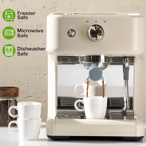 Hlukana Porcelain Espresso Cups Set of 4, 3.5 oz Small Coffee Mugs, White Demitasse Cups Perfect for Espresso Machine and Coffee Maker, Microwave Dishwasher Safe Espresso Cups