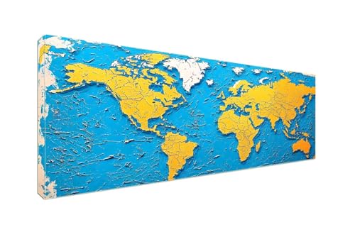 Carte du monde Diamond Painting Enfant 5D Diamant Painting Grand Format DIY Cristal Strass Point de Croix Peinture Diamant Adulte Kit Broderie pour Décoration Intérieur Painting Diamant 100x40cm S-302