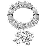 QUARKZMAN 304 Edelstahl Drahtseil Kit 50FT (15M) Lang 5/128" (1mm) Durchmesser 7x7 Litzenkern Mit 20 Stück Ösenschellen Für Geländersystem Outdoor Aufhängeset Gartenzaun