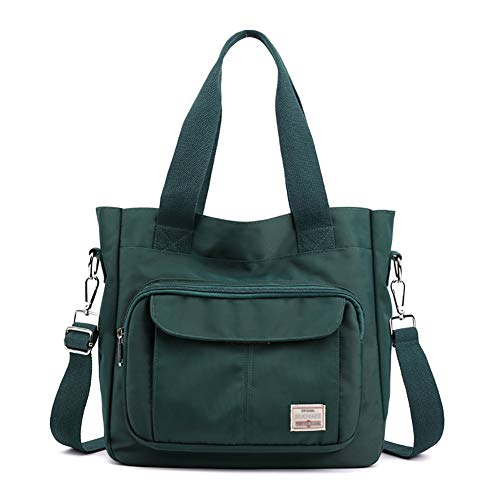 Sac à main pour femme en nylon vert grand format idéal pour le quotidien