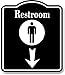Restroom Men Down Arrow BLACK Aluminum Composite Sign, 8.5