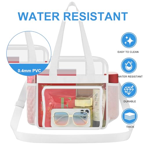 Image of Busiuw Clear Bag for Stadium Events, Stadium Approved 12x12x6 Clear Tote Bag for Sport Fan, Work Concert Travel