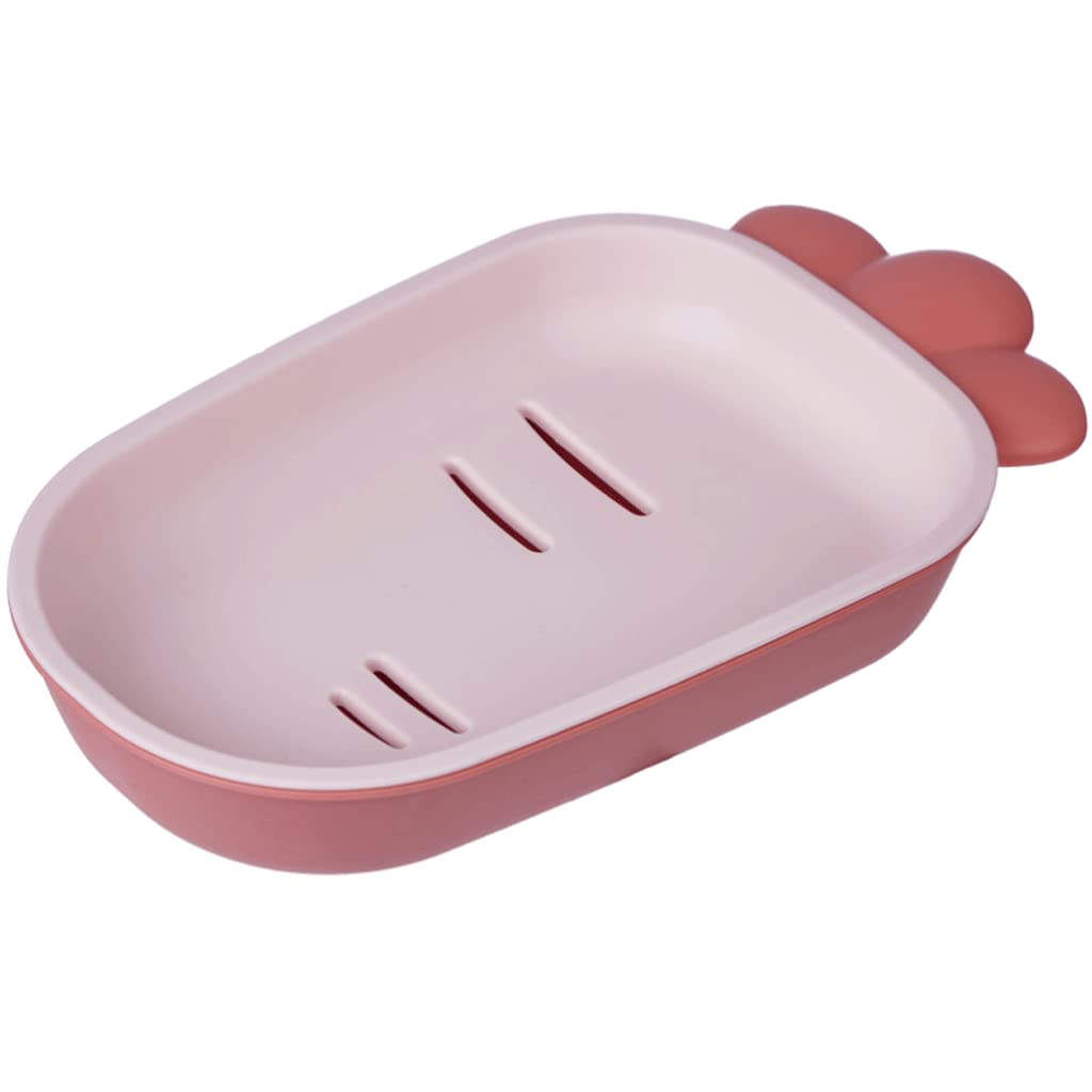 Soap Dish， Simple Countertop Soap Dish with Drainage Bar Soap Holder Plastic Soap Case Box Saver Portable Soap Dish Holder Cute Soap Case Easy to wash(P)