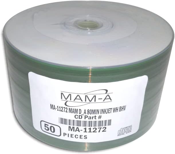 MAM-A (Mitsui) Digital-Audio White Inkjet HUB Printable 80-Minute CD-R's 50-Pak in Shrinkwrap 11272 0