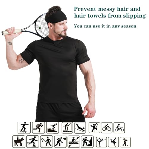 Image of DEMIL Mens Running Headband,1 Pack or 3Pack,Stretchy Moisture Wicking Workout Sweatband,for Football,Runing,Tennis,Cycling,Fitness Unisex Sports Hairband