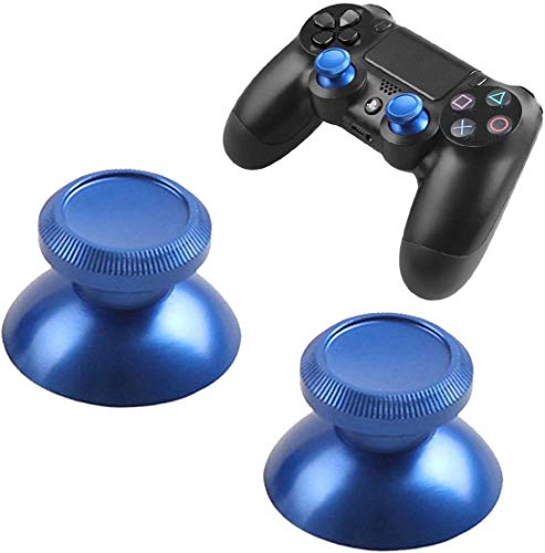 2 PCS Metal Aluminum Replacement Thumbsticks Joystick Thumb Grip Stick for Ps4 Xbox One Game Controller (Blue)