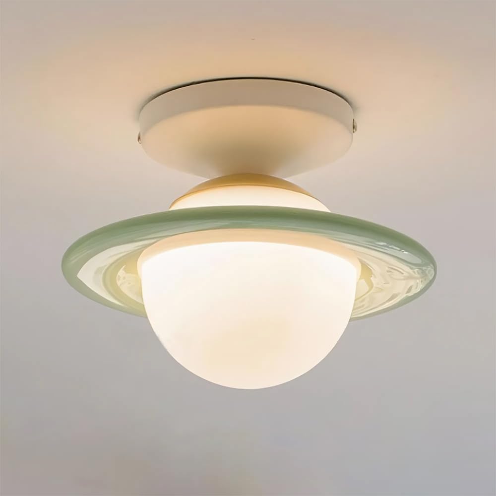 KXEcoLife 12W LED Ceiling Light Fixture, Planet Design 3000K Warm White Lamp Resin Small Pendant Lamps, Kitchen Lighting Fixtures For Office Bedroom Hallway