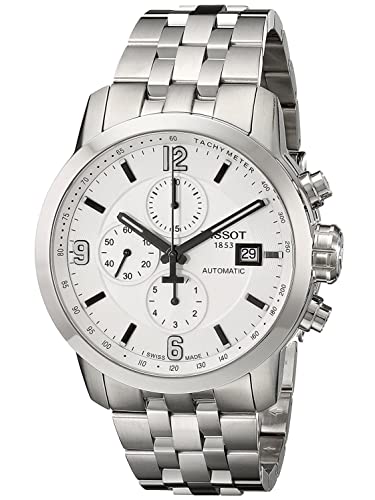 Tissot Tissot T-Sport PRC 200 Automático Cronógrafo Blanco Dial Acero inoxidable Acero Mens Reloj T0554271101700