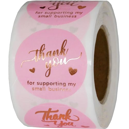 500 Pcs 1.5 Inch Pink and Rose Gold Thank You Stickers for Small ...