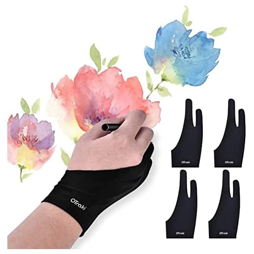 OTraki 4 Pack Artist Gloves for Drawing Tablet Free Size Artist's Drawing Glove with Two Fingers for Graphics Pad Painting Good for Right Hand or Left Hand - 2.95 x 7.87 inch