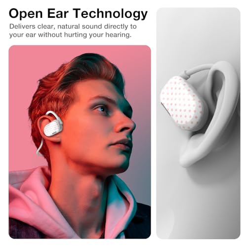 Image of Purity Air Open Ear Headphones - True Air Conduction Wireless Bluetooth Open Ear Earbuds with Dual Mic for iPhone /Android - Secured Long Wearing Comfort, Sports Sweat Resistant (Chalky Dots)