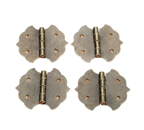 4 st Vintage trä smyckeskrin dekorativa gångjärn antika blomsterskåp Dörr rumpa Möbelbeslag Skruv 29 * 31mm