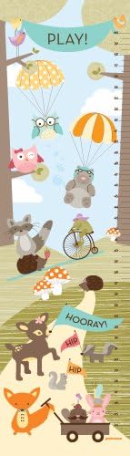 Woodland Fun Animals (Aqua Banner) Canvas Growth Chart