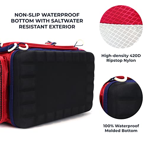 Osage River Large Fishing Tackle Bag, Saltwater Fishing Gear Bag, Tackle Box Organizer With Waterproof Non-Slip Bottom, Padded Shoulder Strap, And Fishing Pliers, Fishing Gifts For Men, Red #TOP4