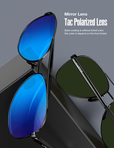 Luenx Aviator Sunglasses For Men Women Polarized - Mirrored Driving Uv 400 Protection 59 Mm(Blue) #TOP4