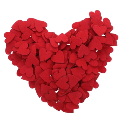 LOLIPPYY 200stücke Teiliges Rotes Filzherz Bastelset für Valentinstag Deko Herzform Filzstücke zum Aufkleben Cake Topper und Heimdekoration DIY Kreativprojekte