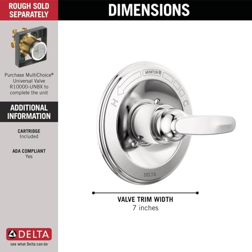 Delta Faucet Foundations Shower Valve Trim Kit, Shower Handle, Delta Shower Trim Kit, Chrome BT13010 (Valve Not Included) 7.00 x 7.00 x 7.00 inches by DELTA - Image 2