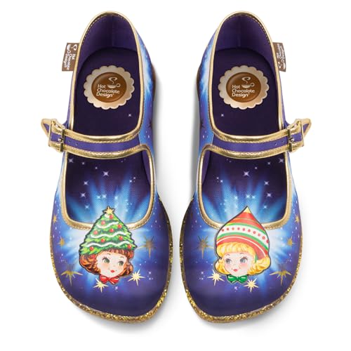 Image of Hot Chocolate Design Women's Mary Jane Flat Shoes - Mary Jane Flat Dress Shoes with Non-Marking Rubber Sole Adjustable Buckle-Strap, Adjustable Buckle-Strap and Cushioned Inner Sole with Arch Support