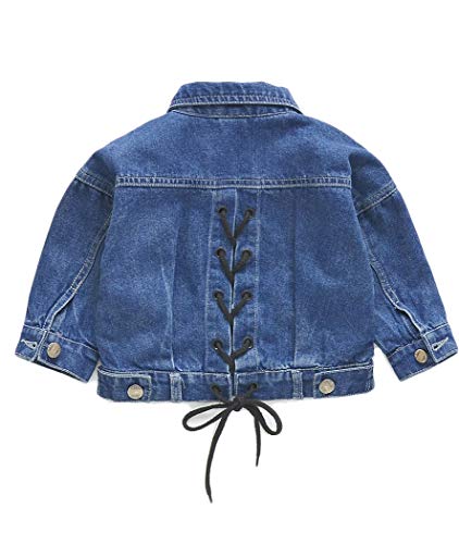 ASHER FASHION Little Girls Denim Jacket Long Sleeve Jean Coat Button Down Basic Cotton Outfit