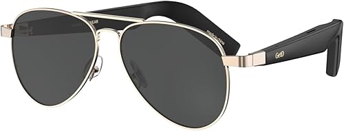 Miniatura 11 de GetD Lentes inteligentes de aviador para hombres y mujeres, traducción AI con ChatGPT para 145 idiomas, lentes de sol polarizados con Bluetooth
