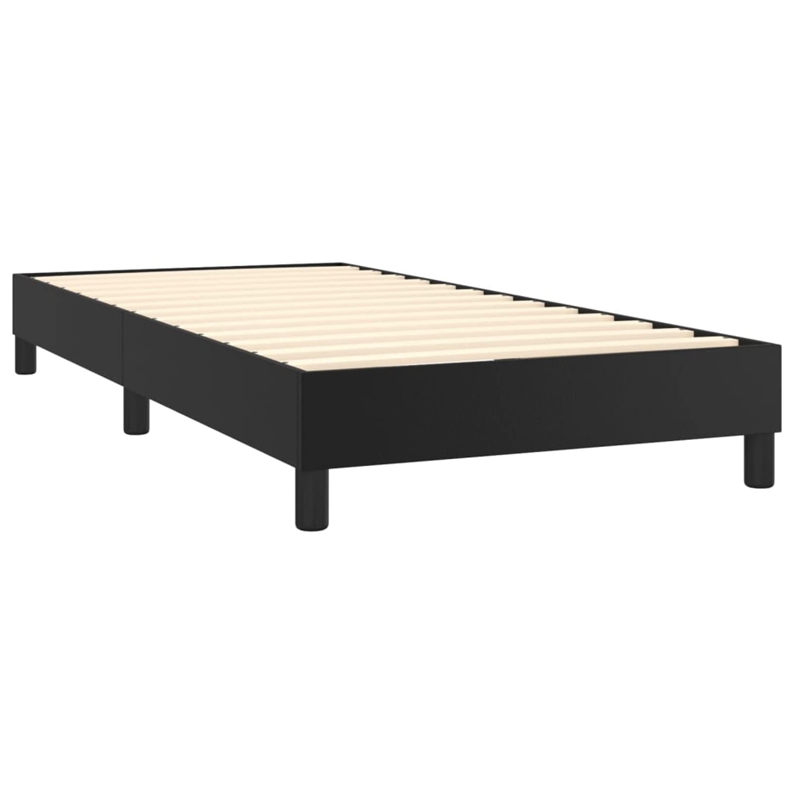 Letto a molle 90 x 200 cm, 90 x 200 cm, con materasso, letto a molle, letto singolo con testiera e LED in ecopelle, colore nero, 90 x 200 cm