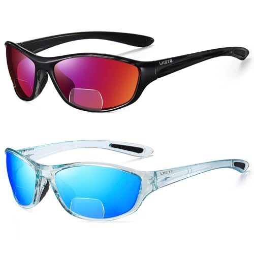 LKEYE Bifocal Reading Sunglasses for Men Women Sports Style Sun Reader Wrap Around...
