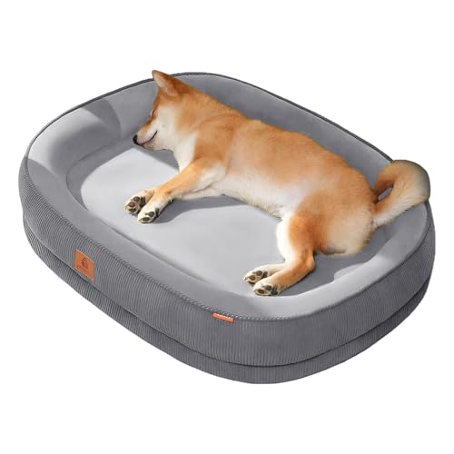Luxvara Cuccia Cane Lettino per Cani 75x60x12.5cm Cuscino Cane Sfoderabile e Lavabile, Lettino Gatto per Interno Esterno con Fondo Antiscivolo, Cuccia Divano per Cani Perfetta Estate Inverno, Grigio