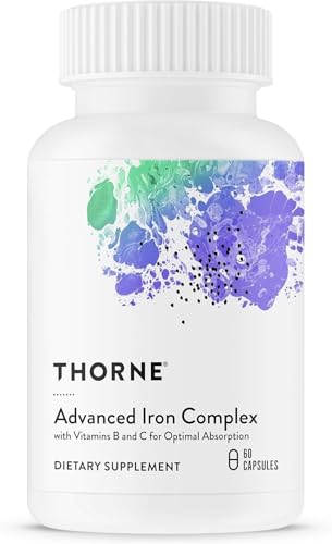 THORNE Advanced Iron Complex - Complete Blood Support Formula - Elemental Iron Folate B and C Vitamins for Optimal Absorption - Chelated Iron Supplement - Gluten Dairy & Soy-Free - 60 Servings
