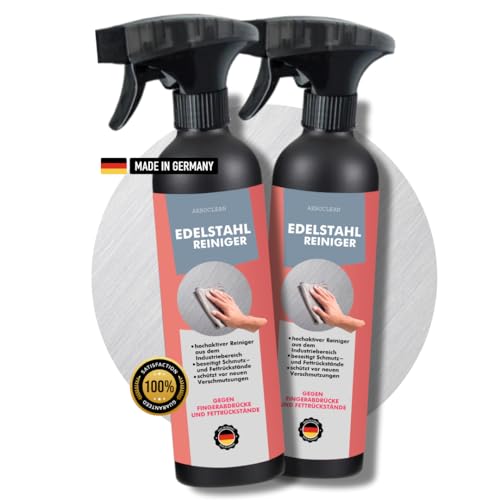 Edelstahlreiniger 2x500ml in hochwertiger Sprühflasche | Edelstahlpflege | Alu-Reiniger | reinigt, pflegt und schützt alle Metalle | gegen...