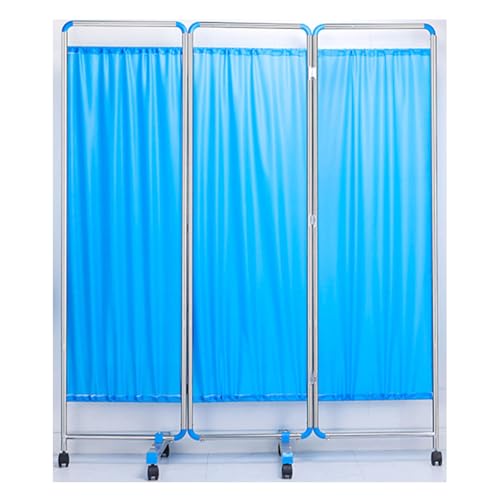 Mobile Medical Privacy Screen,6Ft Folding Privacy Screen,3/4/5/6Panels Portable Room Divider with Wheels for Clinic Hospital Ward Beauty Salon (Color : Blue, Size : 3-Panel)