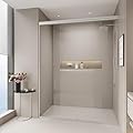 44-48 in. W x 72 in. H Double Sliding Shower Door, Semi-Frameless Bypass Bathroom Sliding Door with 1/4" (6mm) Tempered Glass for Walk-in Shower (Matte Silvery)