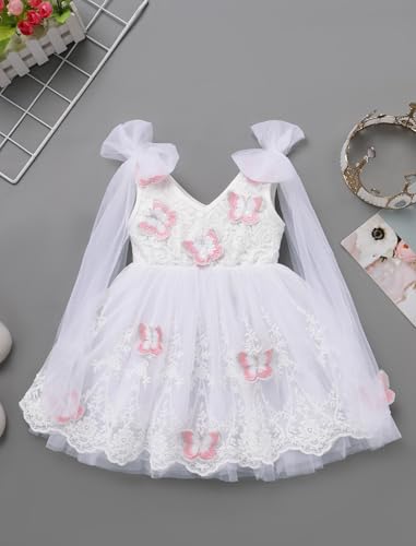 Infant Butterfly Floral Lace Tulle Dress Baby Flower Girl Wedding Dress Toddler Easter 1st Birthday Christening Outfits4