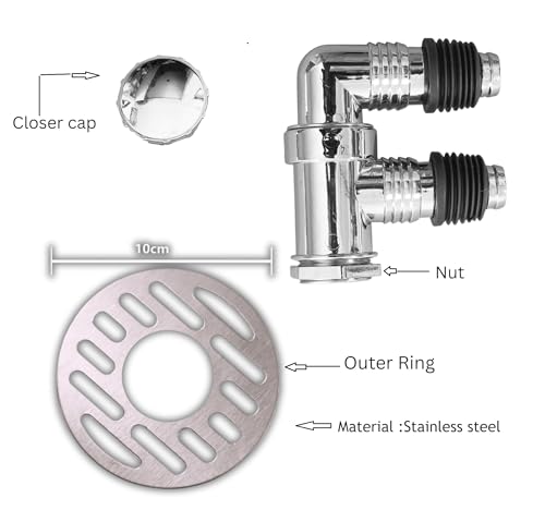 Image of Bathroom Floor Drain Connector | Water Drain Anti Core Overflow Elbow Outlet Pipe Connector for Washing Machine | Backflow Preventer Drainer (F-Shape Ring)