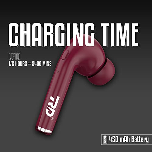 Image of RD TWS-140 Earbuds with 10mm Drivers, 40H Playtime, Upto 80ms Low Latency for Gaming, ENC Noise Cancellation, Truly Wireless Bluetooth 5.1 Earbud | IPX4, Voice Assistance | 6 Months Warranty | Maroon