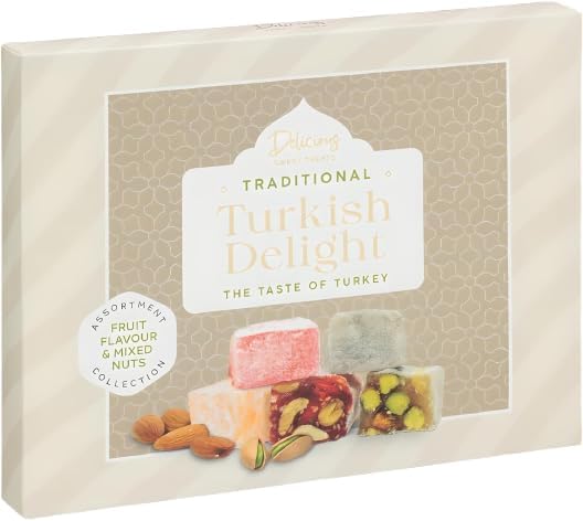 Turkish Delight Collection 450g Traditional A Taste of Turkey in Every Bite Christmas Soft Sweets Fruit Flavour & Mixed Nuts Gift