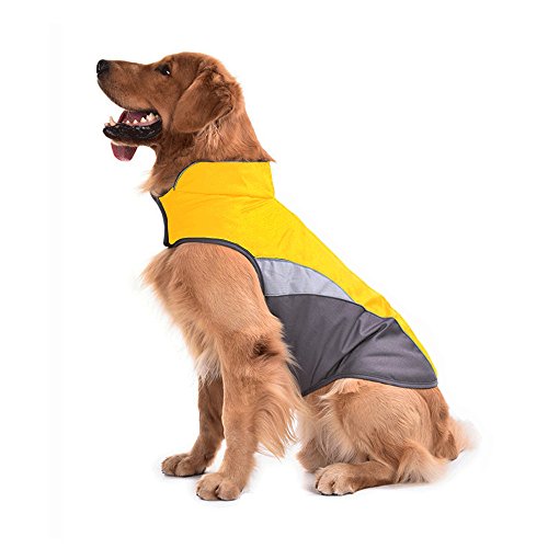 Sild Dog Jacket Outdoor Indoor Activities Waterproof Windproof Reflective Dog Cold Weather Winter Coat Dog Vest Autumn Pet Apparel For Small Medium Large Dog (L, Yellow) #TOP28