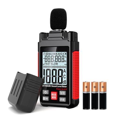 Lancoon Medidor Decibelios Medidor Nivel Sonido con A/C ponderada Retención Datos MAX/MIN Medidor Medición Ruido para el Hogar Escuela Vecino Ruidoso Rango Fábrica 30-130dB