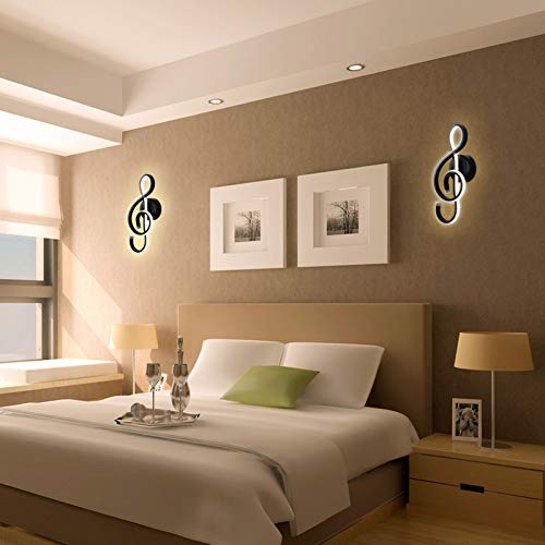 Image of Kawell 22W Indoor LED Wall Light Modern LED Wall Sconce Light Creative Wall Lamp LED Music Symbol Art Decoration for Bedroom Living Room Cafe Lounge Stairs Corridor, Black 3000K