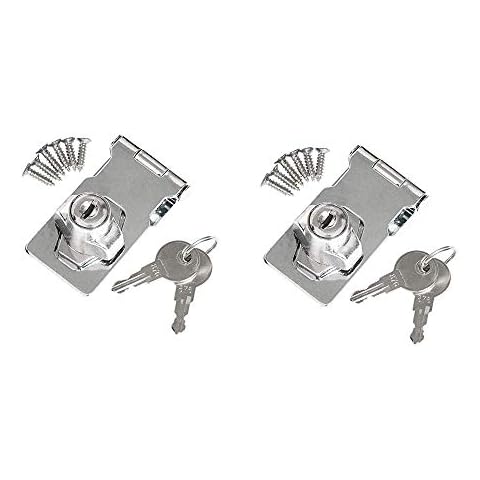 TOVOT 2 Pack Keyed Hasp Locks -Twist Knob Keyed Locking Hasp (2.5" x 1-1/4"),Safety Locking Hasp w/Screws for Door Cabinet,Key Different(Chrome) Cover