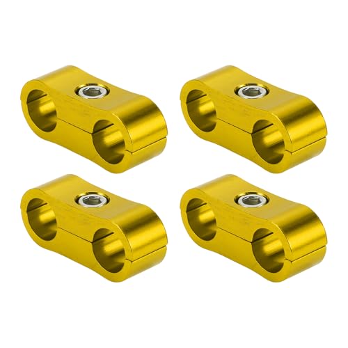 Hihaha Hose Separator Clamp Fitting Adapter/Pipe Tube Line Separator Clamp Tooling AN4 11mm 4pcs Gold Tone