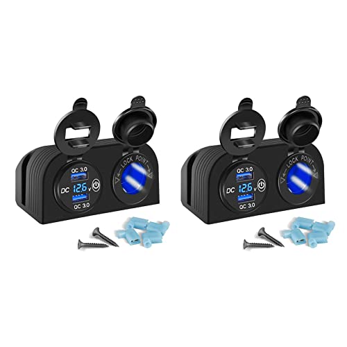 Cargador de coche USB QC 3.0 dual y toma de corriente de 12V 24V para panel de dos agujeros de moto