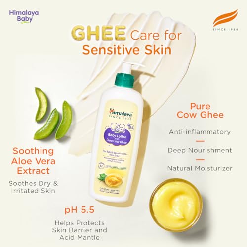 Image of Himalaya Baby Lotion With Pure Cow Ghee 200Ml|Ph5.5|Pure Ghee|Aloe Vera|Safe For Newborns|For Baby's Sensitive Skin|No Parabens|No Phthalates|No Mineral Oil|No Synthetic Color|Dermatologically Tested