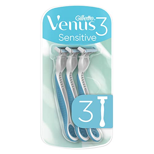 Gillette Venus 3 Sensitive Einwegrasierer Damen, 3 Damenrasierer mit Komfortklingen