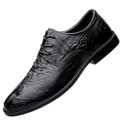 Mens Business Brogue Derby Dress Shoes Crocodile Pattern Spring Autumn Formal Footwear Lace Up