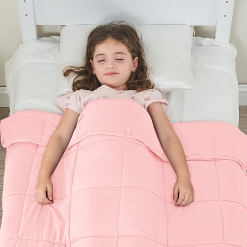 Image of yescool Weighted Blanket (5 lbs, 36 inch x 48 inch, Pink) Cooling Heavy Blanket, Perfect for 40-60 lbs, Breathable Throw Blanket Gifts with Premium Glass Bead, Machine Washable