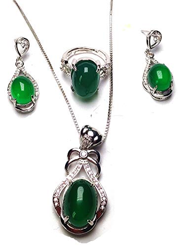 Juego de pendientes y collar de jade verde para realzar tu estilo de oficina y eventos